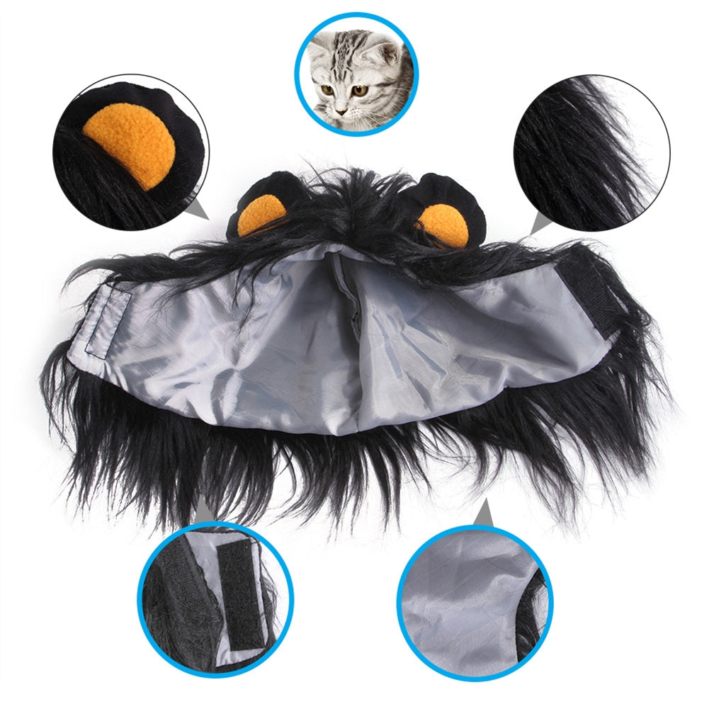 Polyester  Headgear Wig Hat Dog Cat Lion Shape Costume Pet Supplies M