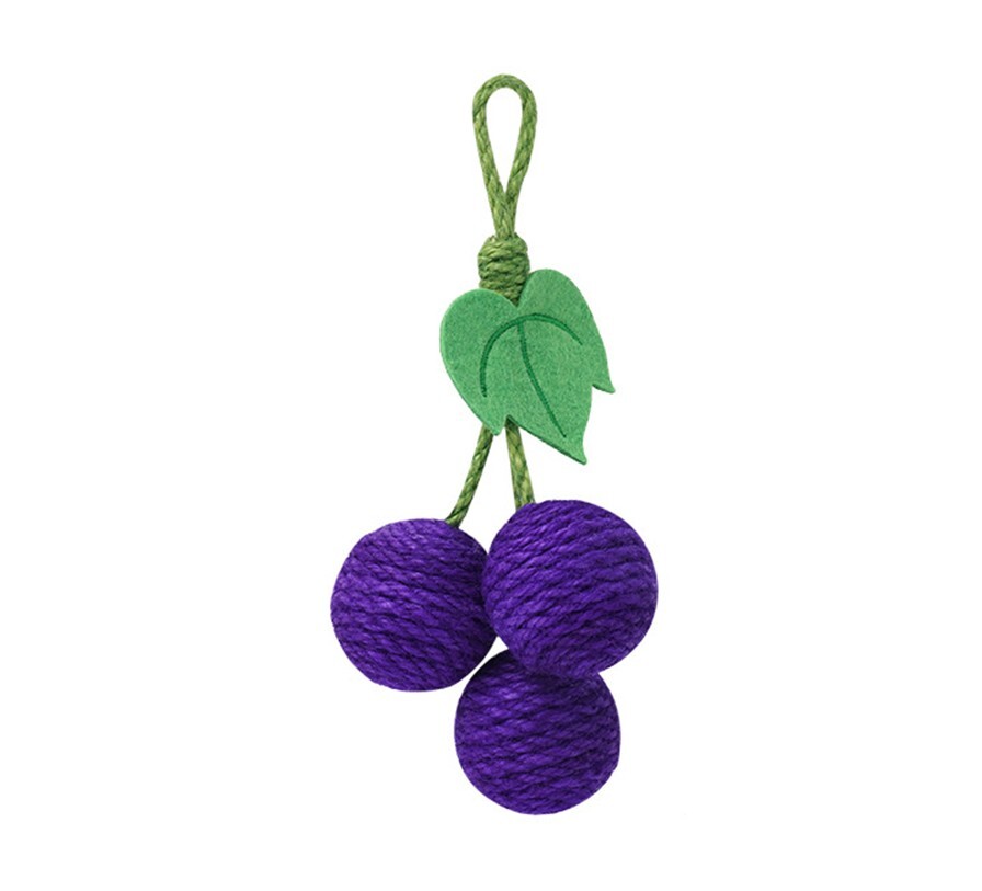 4.5cm Pet Cat Sisal Ball Simulation Fruit Shape Chew Toys Pet Supplies For Relieve Stress Anxiety Boredom grape