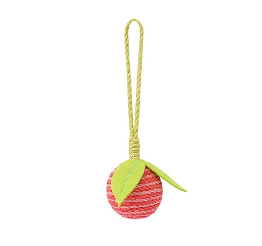 4.5cm Pet Cat Sisal Ball Simulation Fruit Shape Chew Toys Pet Supplies For Relieve Stress Anxiety Boredom peach