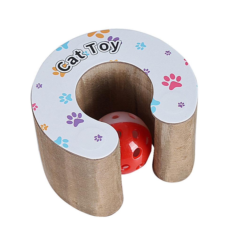 Pet Cat Scratching Board With Ball Grinding Claw Plate Playing Training Exercise Toys Pet Supplies Trolley as shown