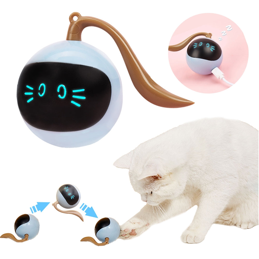 Pet Cat Ball Toys Electric Intelligent Automatic Interactive Usb Rechargeable Kitten Exercise Toys blue