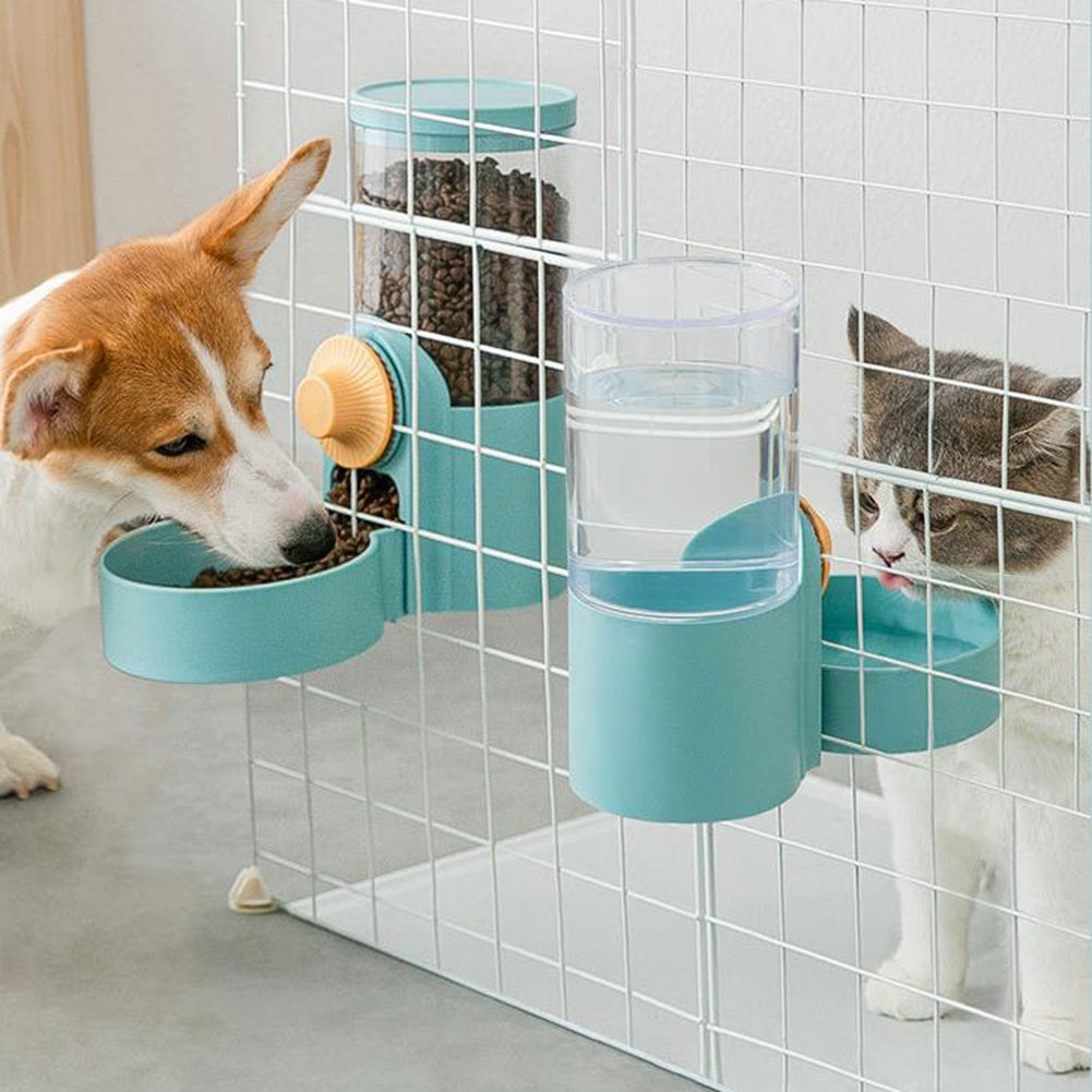 Cat Cage Hanging Automatic Feeding  Bowl Water Drinker Large Capacity 75 Degree Ramp Design Pet Supplies For Kitten Puppy Rabbit White [Feeding Bowl ]