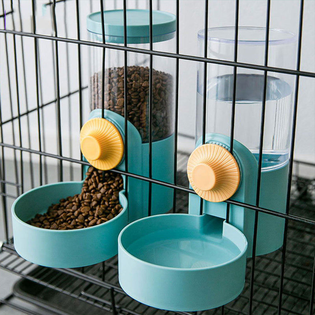 Cat Cage Hanging Automatic Feeding  Bowl Water Drinker Large Capacity 75 Degree Ramp Design Pet Supplies For Kitten Puppy Rabbit Blue [Water Drinker]