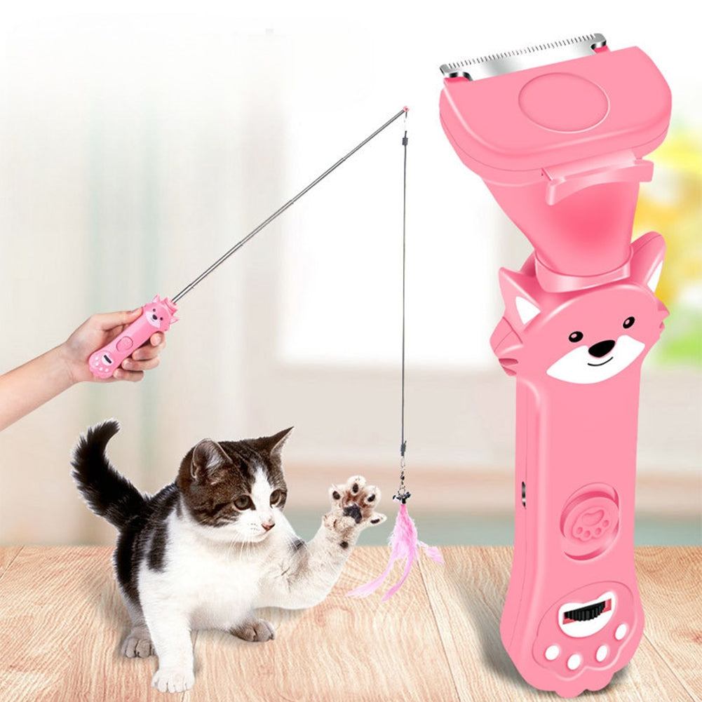 Cat Teaser Stick 5 Pattern Usb Rechargeable Infrared Light Multifunctional Pet Comb Pet Training Supplies Pink Two in one