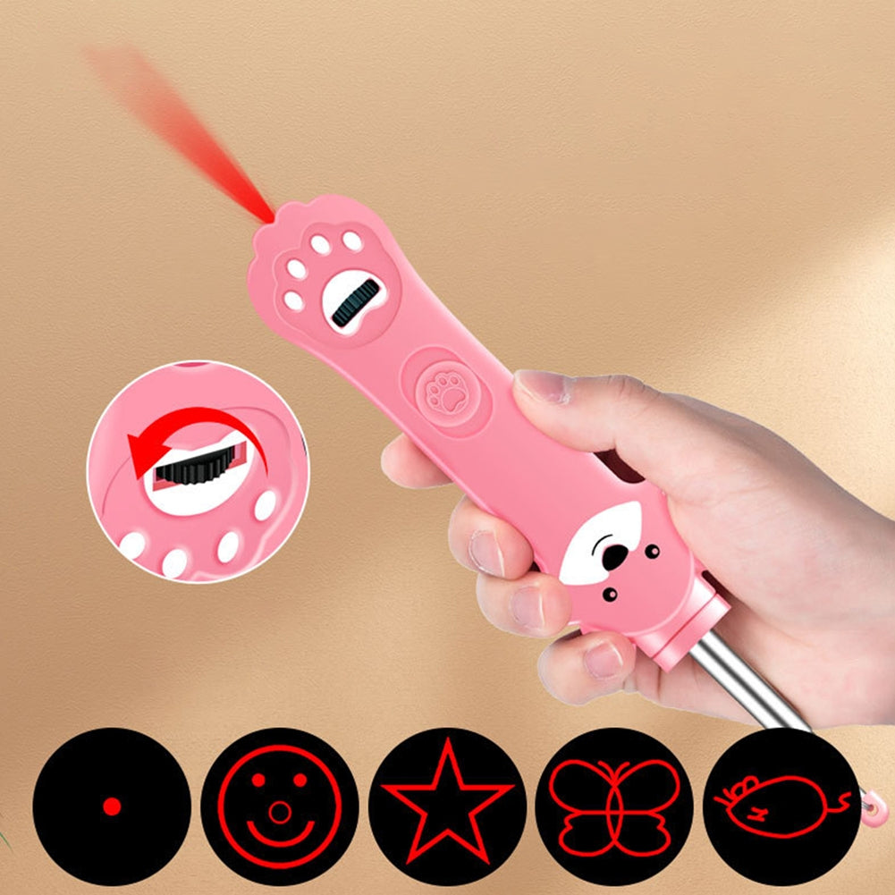 Cat Teaser Stick 5 Pattern Usb Rechargeable Infrared Light Multifunctional Pet Comb Pet Training Supplies Pink Two in one