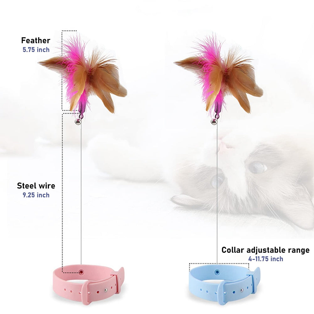 Cat Teaser Stick Pet Collar With Bells Feather Bite-resistant Feather Fishing Rod For Indoor Cats pink