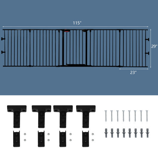 115 Inch Length 5 Panel Adjustable Wide Fireplace Fence-White