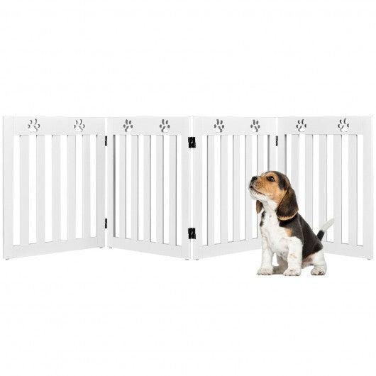 24 Inch Folding Wooden Freestanding Pet Gate Dog Gate with 360? Hinge -Dark Brown