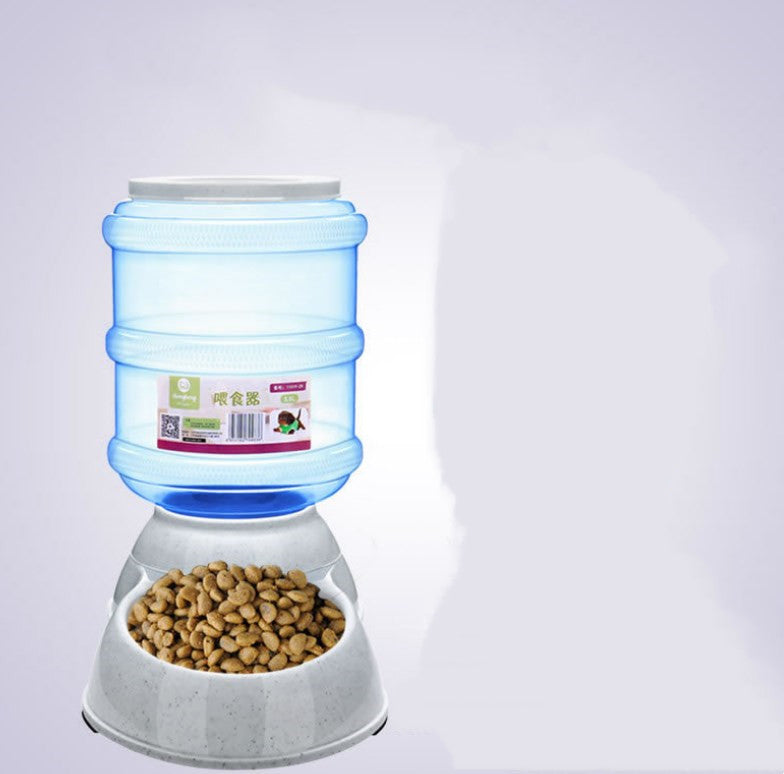 style: Feeder, Size: 3.5L - Cats Dogs Automatic Pet Feeder Drinking Water Fountains Large Capacity Plastic Pets Dog Food Bowl Water Dispenser